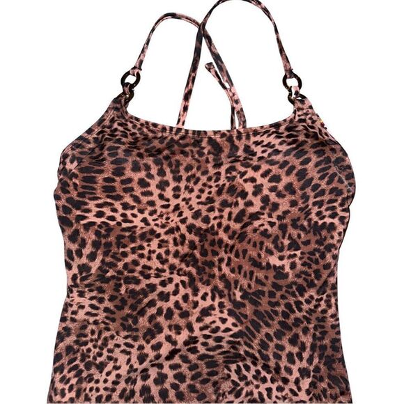 NWTs Time and Tru Leopard Double Ring Strap One Piece Swimsuit Size Large - Picture 3 of 7